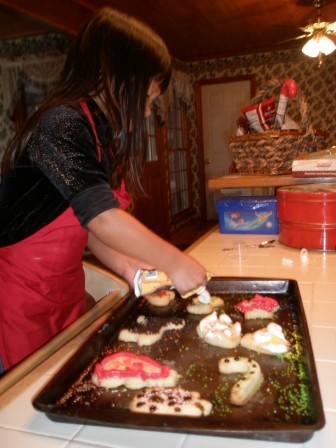 Kasen making cookies for Santa